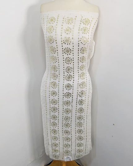 Handmade Full Jaal Golden Mukesh Work Bamber Chiffon 2PC Unstitched