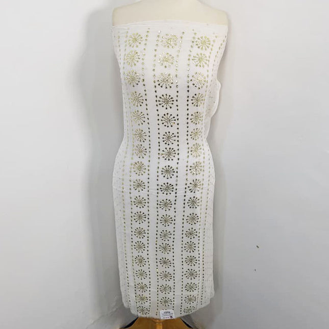 Handmade Full Jaal Golden Mukesh Work Bamber Chiffon 2PC Unstitched