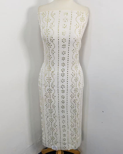 Bamber Chiffon with Full Jaal Golden Mukesh Work 2PC Unstitched