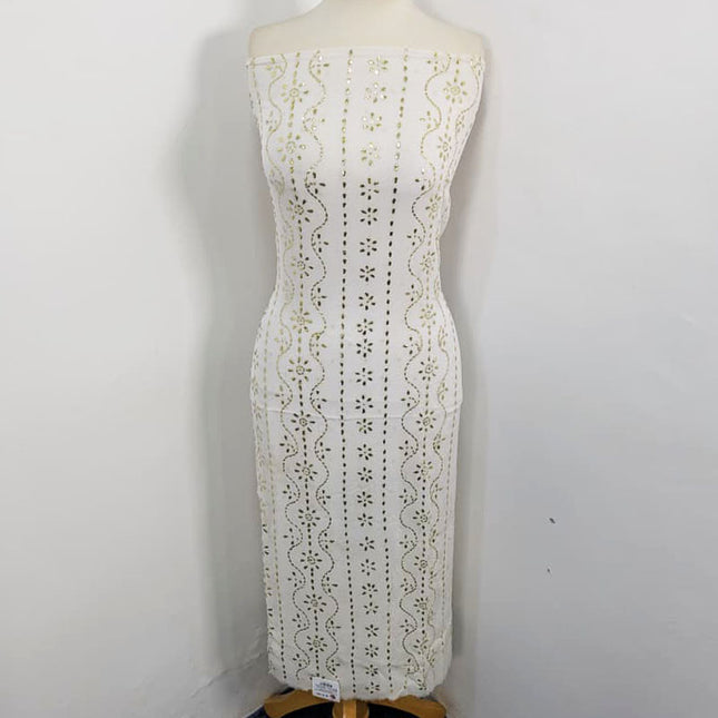 Bamber Chiffon with Full Jaal Golden Mukesh Work 2PC Unstitched