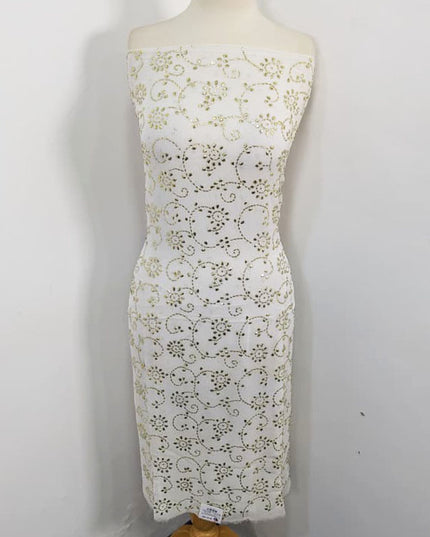 Fancy Bamber Chiffon with Full Jaal Golden Mukesh Work 2PC Unstitched