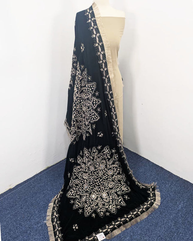 Handmade Luxury Velvet Shawl with Gotta Work  (Ready To Wear)