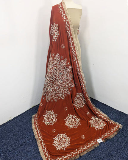 Exquisite Handmade Velvet Shawl with Gotta Work (Ready To Wear)