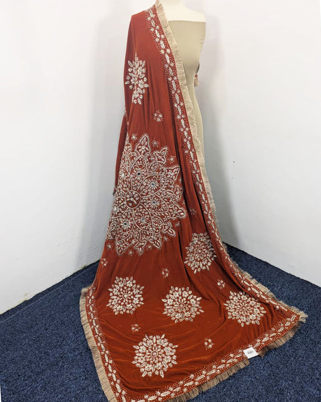 Exquisite Handmade Velvet Shawl with Gotta Work (Ready To Wear)