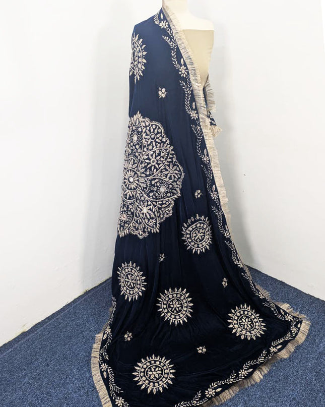 Luxury Handmade Velvet Shawl with Gotta Work  (Ready To Wear)