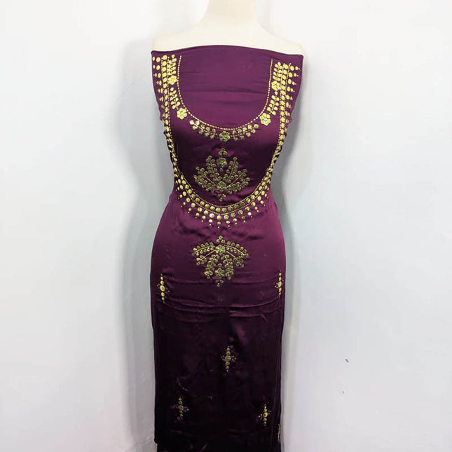 Fancy Shamooz Silk With Mukesh Work And Chunnri Dupatta 2PC Unstitched