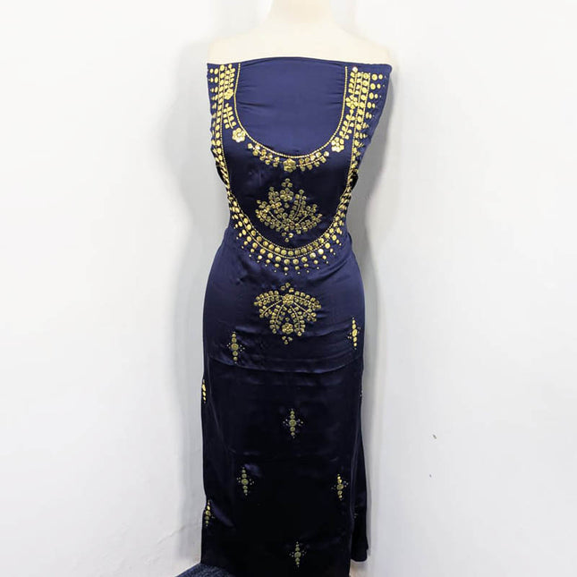 Handmade Shamooz Silk With Mukesh Work And Chunnri Dupatta 2PC Unstitched