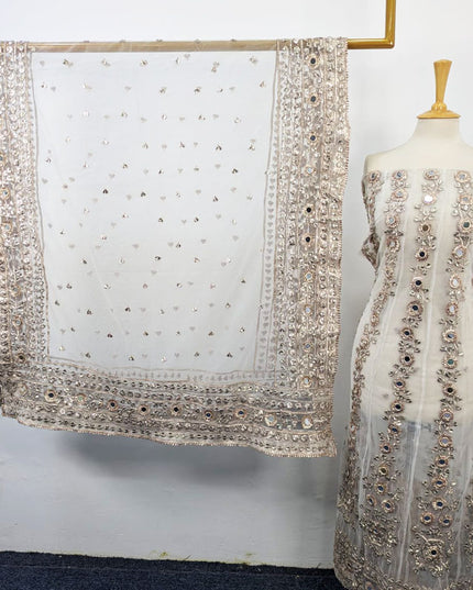 Fancy Net with Handmade Gotta + Mirror Work Frock 2Pc Unstitched