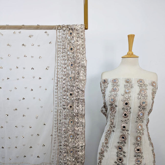 Fancy Net with Handmade Gotta + Mirror Work Frock 2Pc Unstitched