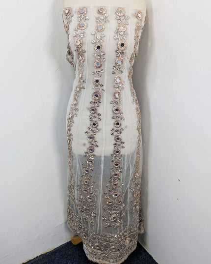 Fancy Net with Handmade Gotta + Mirror Work Frock 2Pc Unstitched