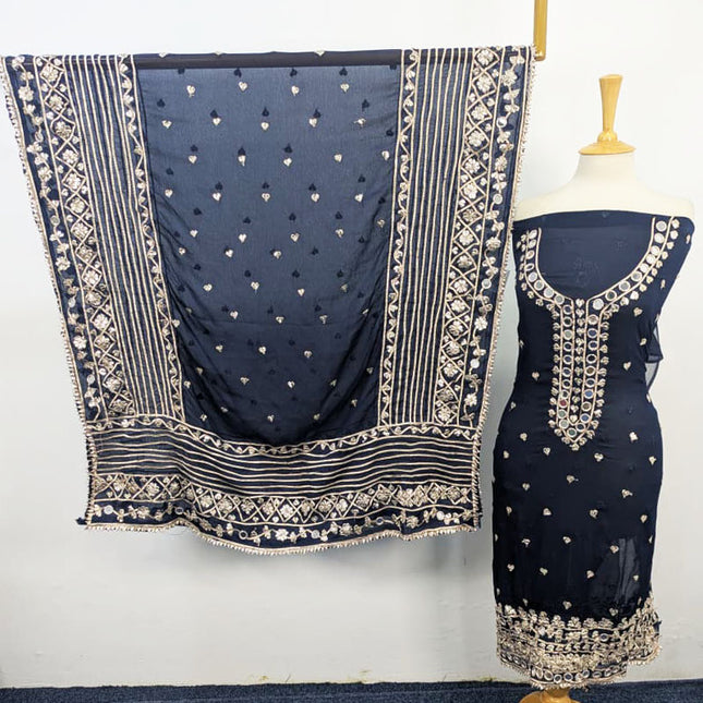Chiffon with Gotta + Mirror Work & 4 Sided Border Dupatta 2PC Unstitched