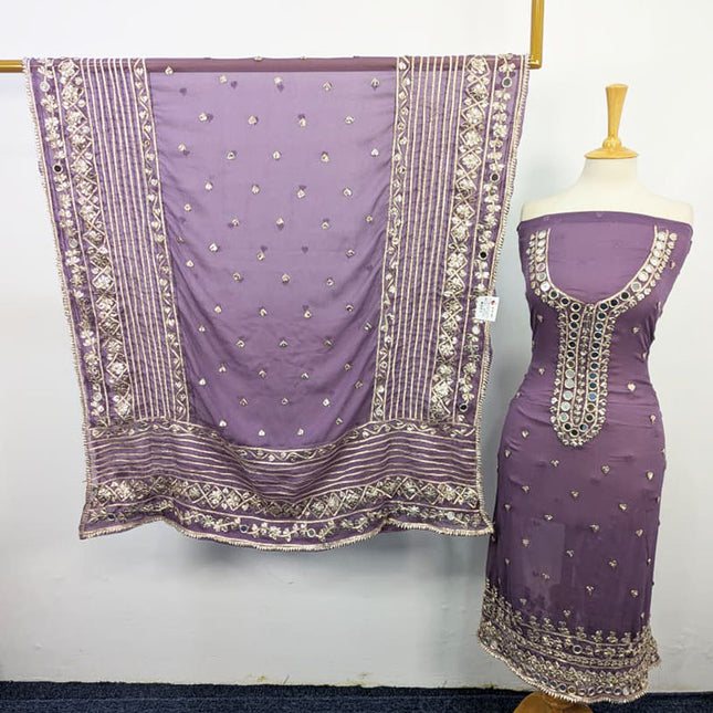 Chiffon with Gotta + Mirror Work & 4 Sided Border Dupatta 2PC Unstitched