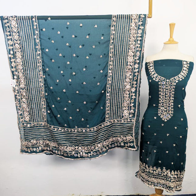 Chiffon with Gotta + Mirror Work & 4 Sided Border Dupatta 2PC Unstitched