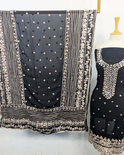 Chiffon with Gotta + Mirror Work & 4 Sided Border Dupatta 2PC Unstitched