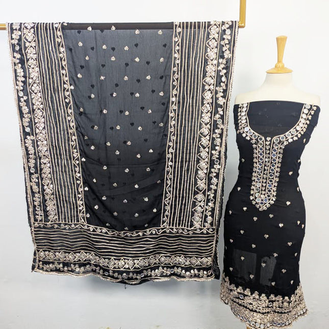 Chiffon with Gotta + Mirror Work & 4 Sided Border Dupatta 2PC Unstitched