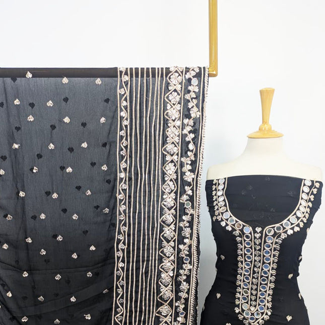 Chiffon with Gotta + Mirror Work & 4 Sided Border Dupatta 2PC Unstitched