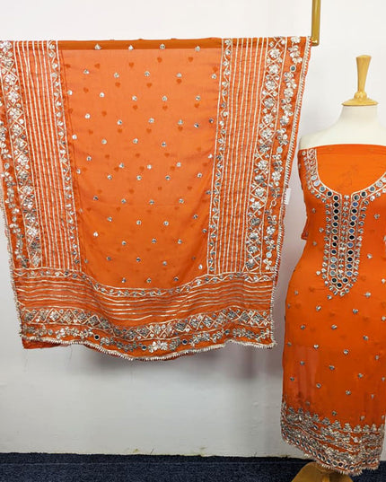 Chiffon with Gotta + Mirror Work & 4 Sided Border Dupatta 2PC Unstitched