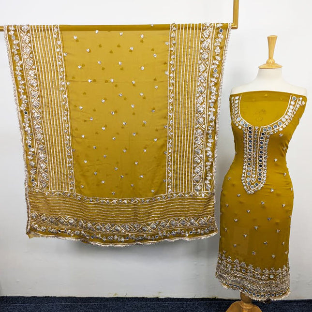 Chiffon with Gotta + Mirror Work & 4 Sided Border Dupatta 2PC Unstitched