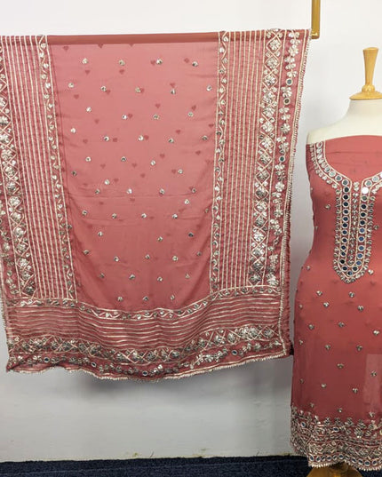 Chiffon with Gotta + Mirror Work & 4 Sided Border Dupatta 2PC Unstitched