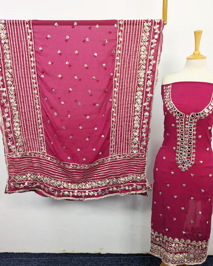Chiffon with Gotta + Mirror Work & 4 Sided Border Dupatta 2PC Unstitched