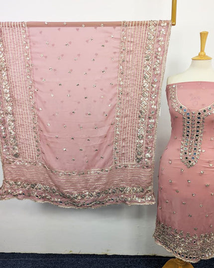 Chiffon with Gotta + Mirror Work & 4 Sided Border Dupatta 2PC Unstitched