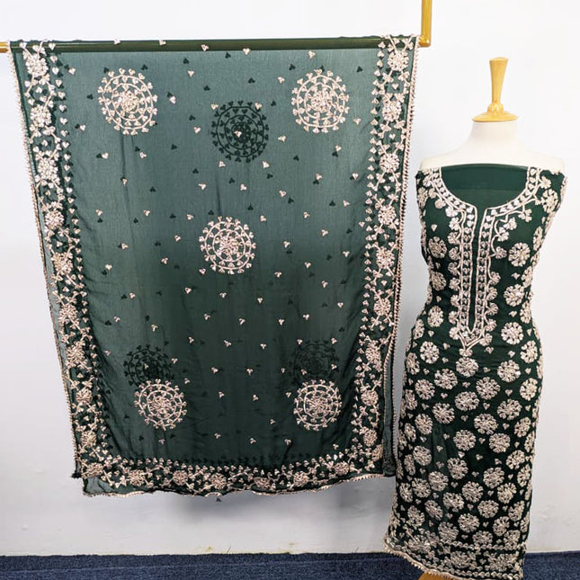 Fancy Handmade Chiffon with Full Jaal Gotta Work 2PC Unstitched