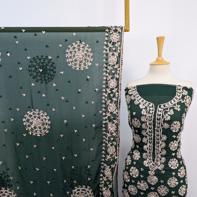 Fancy Handmade Chiffon with Full Jaal Gotta Work 2PC Unstitched