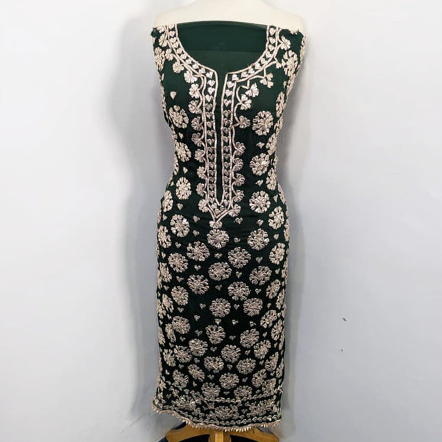 Fancy Handmade Chiffon with Full Jaal Gotta Work 2PC Unstitched