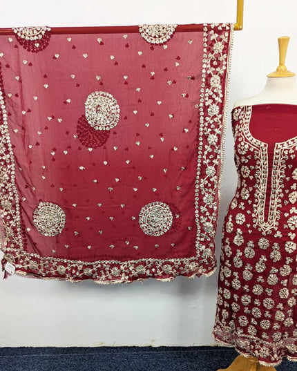 Handmade Chiffon with Full Jaal Gotta Work 2PC Unstitched