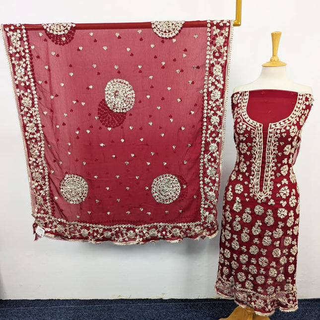 Handmade Chiffon with Full Jaal Gotta Work 2PC Unstitched