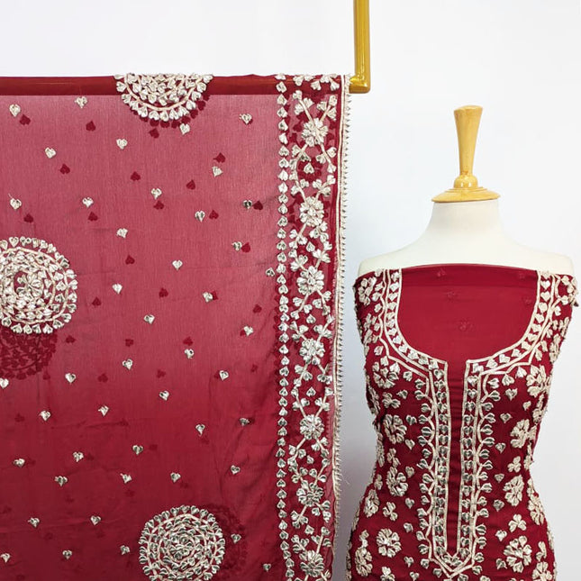 Handmade Chiffon with Full Jaal Gotta Work 2PC Unstitched