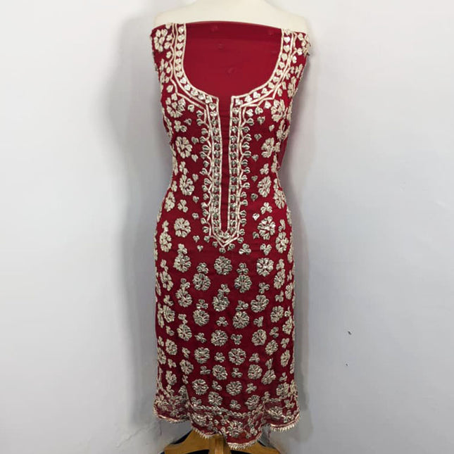 Handmade Chiffon with Full Jaal Gotta Work 2PC Unstitched