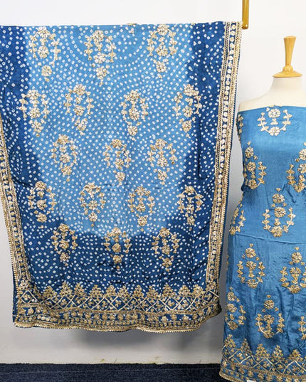 Handmade Silk with Golden Gotta Work & Chunnri Dupatta 2PC Unstitched