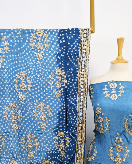 Handmade Silk with Golden Gotta Work & Chunnri Dupatta 2PC Unstitched