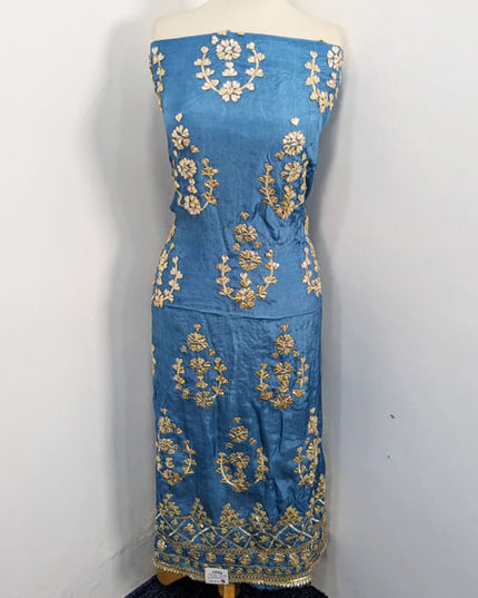 Handmade Silk with Golden Gotta Work & Chunnri Dupatta 2PC Unstitched