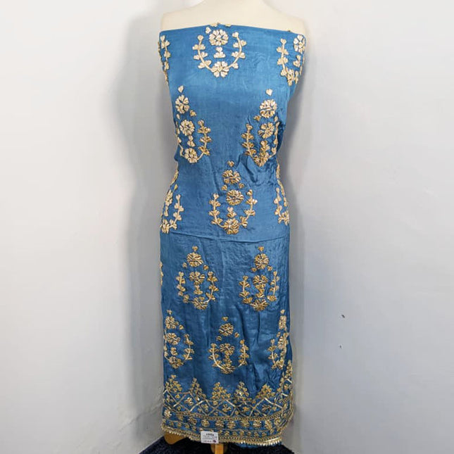 Handmade Silk with Golden Gotta Work & Chunnri Dupatta 2PC Unstitched