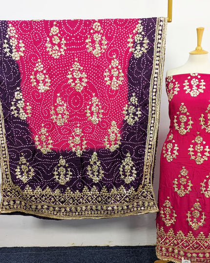 Handmade Silk with Golden Gotta Work & Chunnri Dupatta 2PC Unstitched