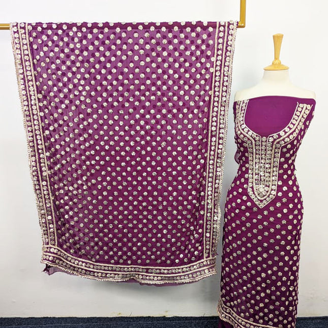 Fancy Handmade Full Jaal Gotta Work Chiffon 2PC Unstitched