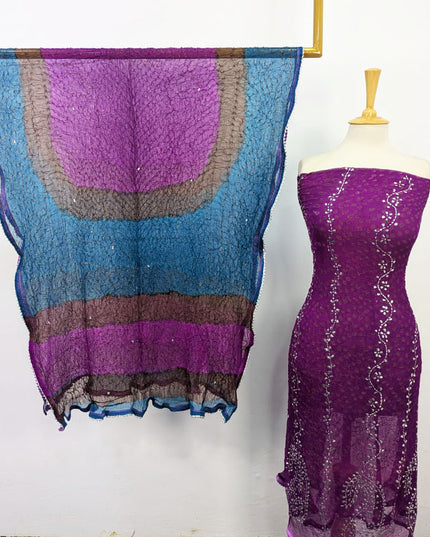 Pure China Crinkle with Chunnri Mukesh Work 2PC Unstitched