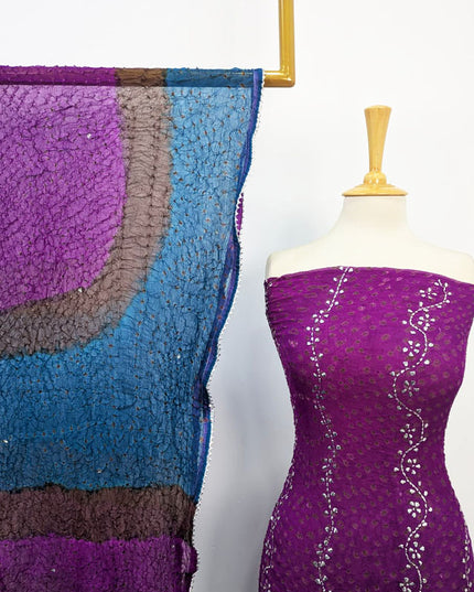 Pure China Crinkle with Chunnri Mukesh Work 2PC Unstitched