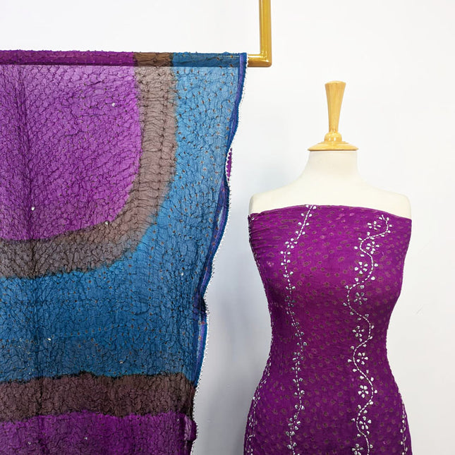 Pure China Crinkle with Chunnri Mukesh Work 2PC Unstitched