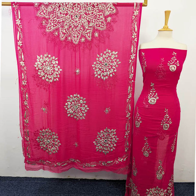 Handmade Full Jaal Gotta Work Chiffon 2 PC Unstitched