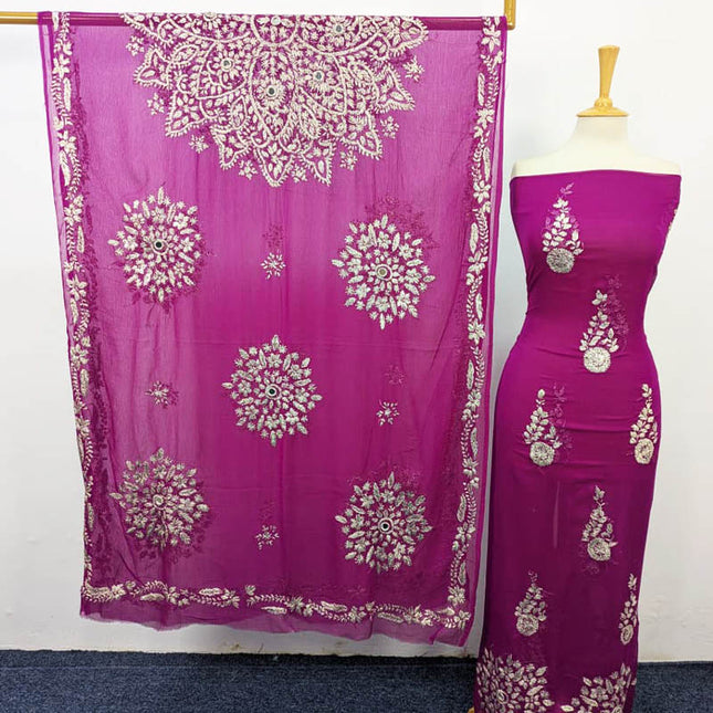 Handmade Full Jaal Gotta Work Chiffon 2 PC Unstitched