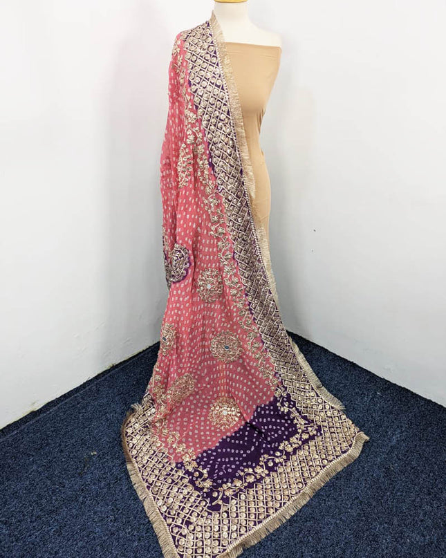 Fancy Bamber Chiffon With Chunnri Gotta And Mirror Work Dupatta