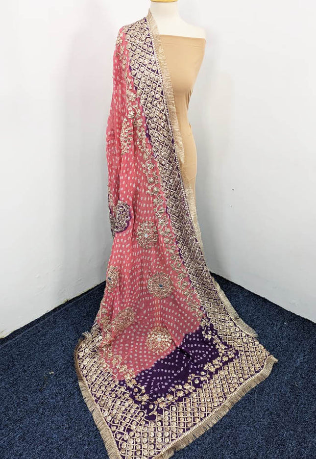Fancy Bamber Chiffon With Chunnri Gotta And Mirror Work Dupatta
