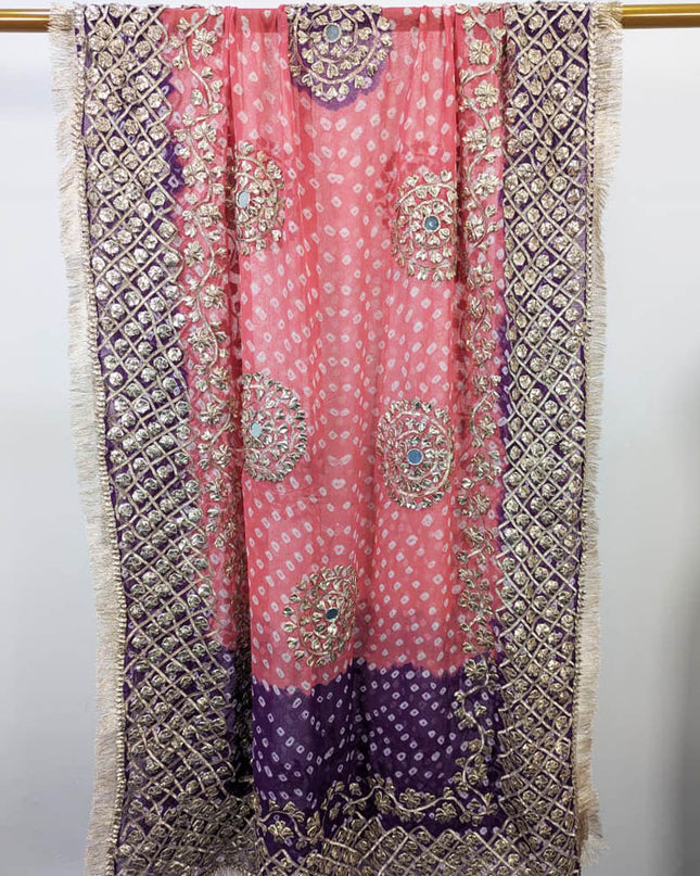 Fancy Bamber Chiffon With Chunnri Gotta And Mirror Work Dupatta
