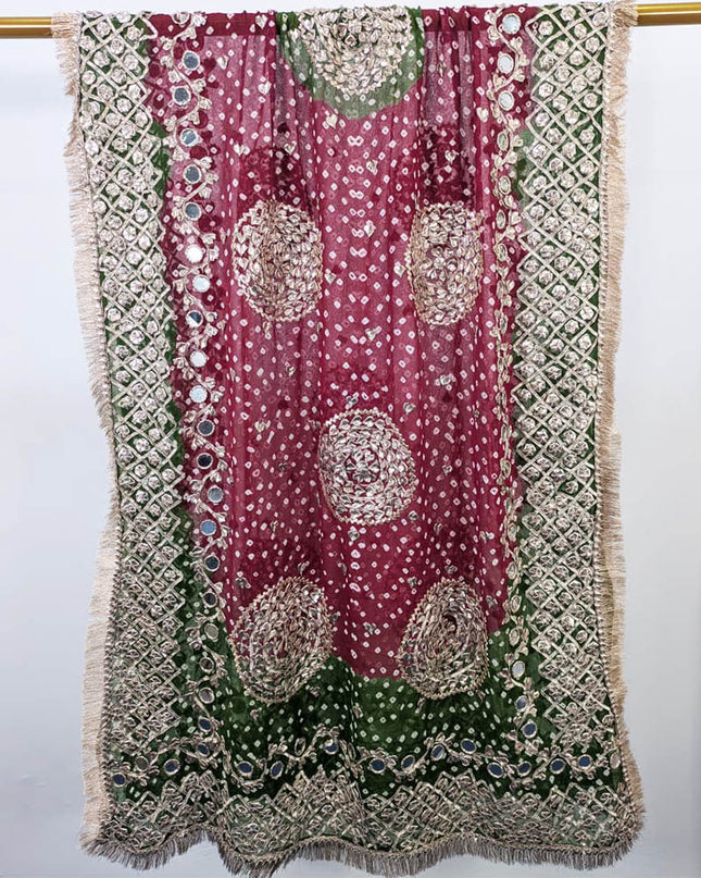 Fancy Bamber Chiffon With Chunnri Gotta And Mirror Work Dupatta