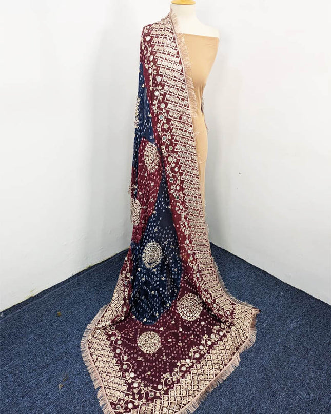 Fancy Bamber Chiffon With Chunnri Gotta And Mirror Work Dupatta