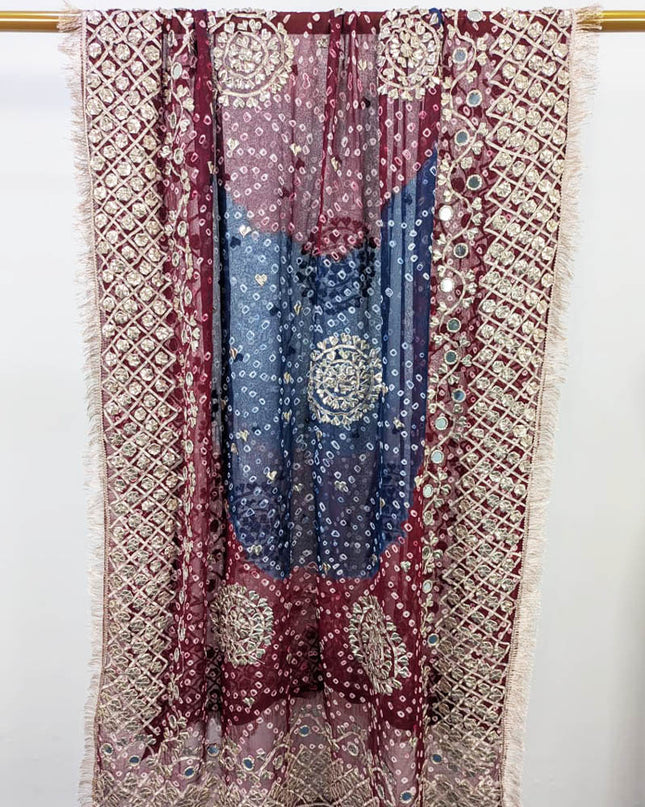 Fancy Bamber Chiffon With Chunnri Gotta And Mirror Work Dupatta