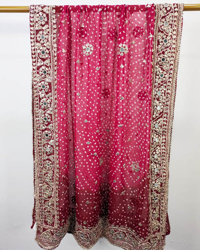 Bamber Chiffon With Chunnri Gotta And Mirror Work Dupatta